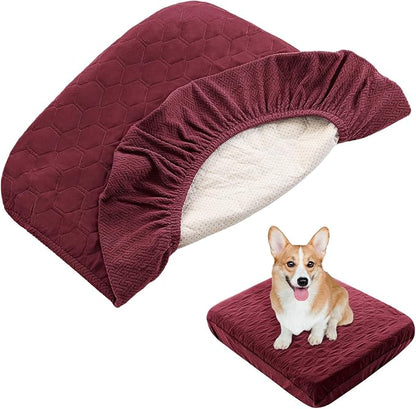 Nanbowang Waterproof Dog Bed, Replacement Washable Pet Pillow Quilted, Easy to Remove, Lovely Puppy Bed Cover for Dog/Cat - 35x44x6, Burgundy
