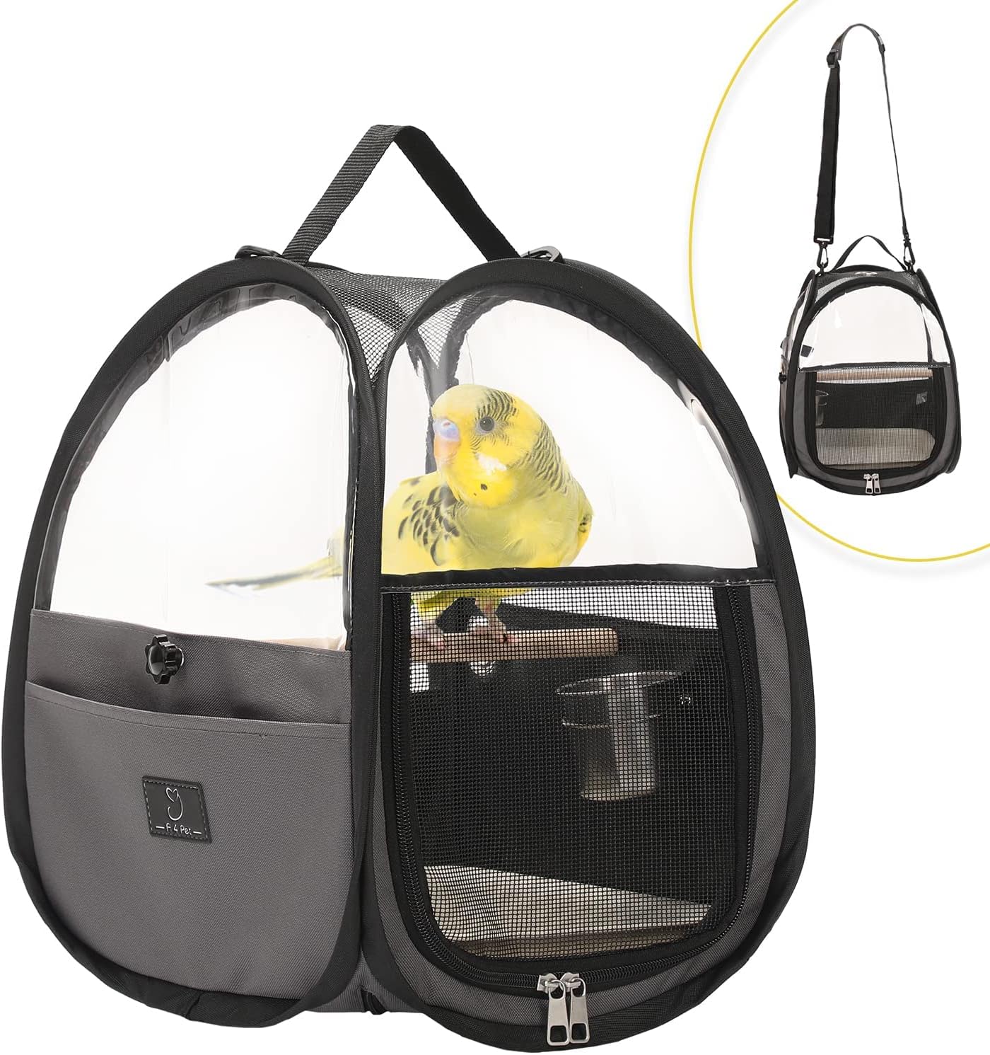 A4Pet Bird Carrier for Travel - Small Bird Travel Cage, Bird Bag with Stand, Tray and Feeding Cup, Portable and Lightweight for Small Animal Carrier