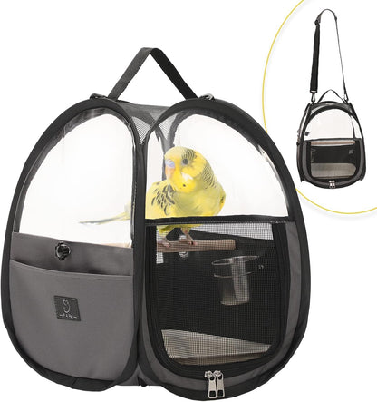 A4Pet Bird Carrier for Travel - Small Bird Travel Cage, Bird Bag with Stand, Tray and Feeding Cup, Portable and Lightweight for Small Animal Carrier
