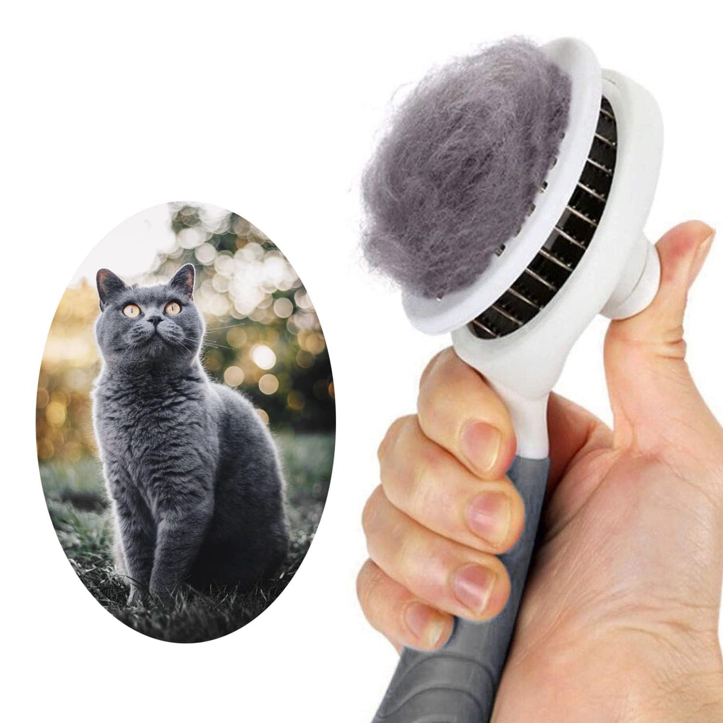 Cat Grooming Brush, Pets Skin Friendly Self Cleaning Slicker Massage Brushes for Shedding Dogs Cats Hair Gentle Remove Loose Undercoat with Long or Short Hairs for All Fur Type- UPGRADED