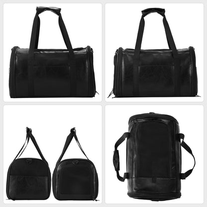 Fashion Leather Dog Carrier Cat Carrier Airline Approved Pet Carrier for Small Medium Dogs Cats Under 15Lbs, Collapsible Soft Sided Travel Puppy Carrier