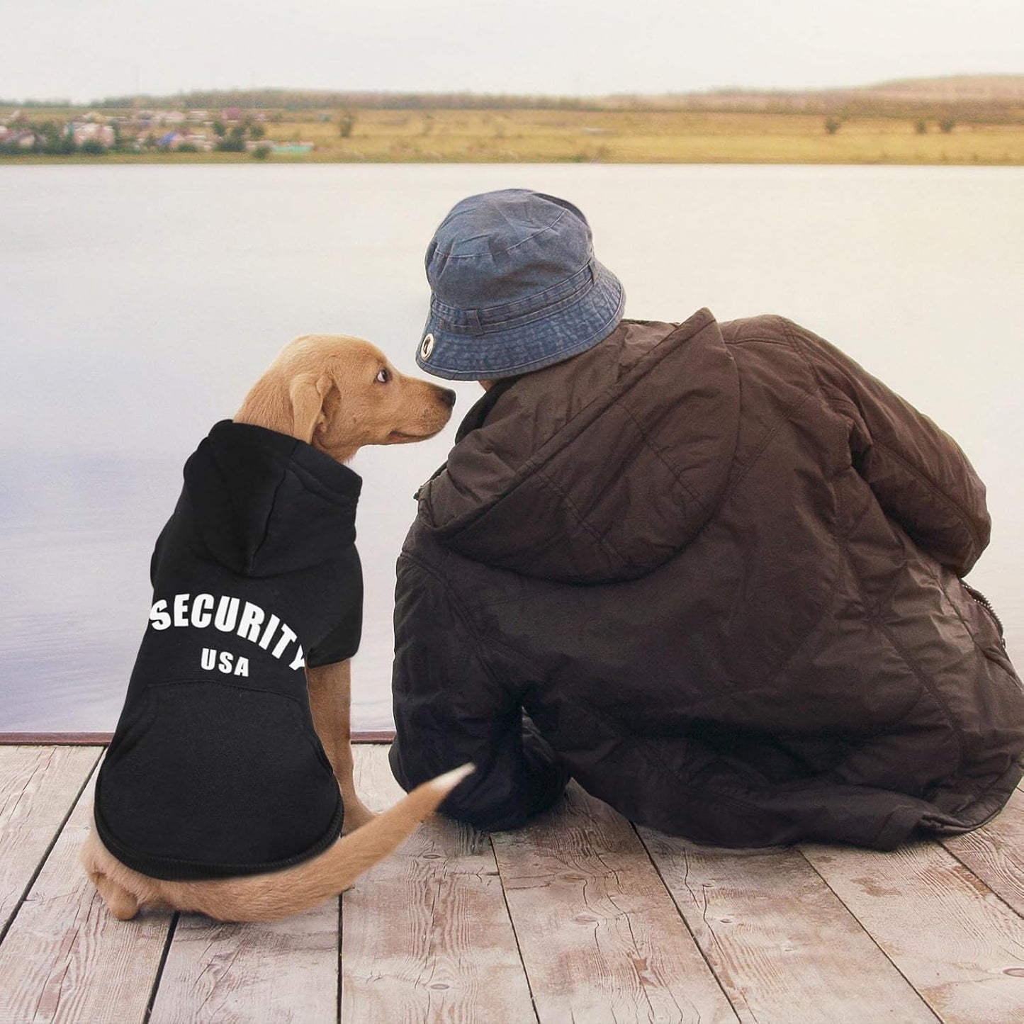 Dog Hoodie for Large Dogs Security Warm Cozy Brushed Fleece Interior Clothes Hoodie with Pocket Sweatshirt Dog Sweaters for Large Dogs(L)