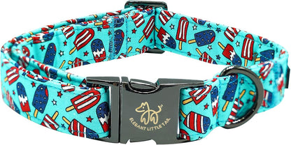 Elegant little tail Independence Dog Collar, Holiday Pet Collar Patriotic Dog Durable Dog Collars Girl or Boy Soft Pet Gift Adjustable Dog Collar for Small Medium Large Dogs