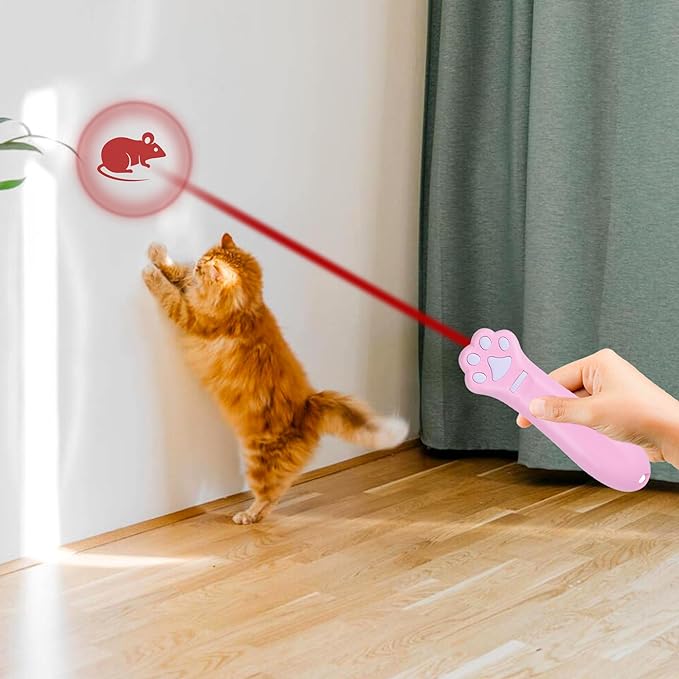 Cat Toy - Dog Toy | Wall Image Projector | Indoor Interactive Cat Toy with 5 Different Designs | Ideal for Dog, Cat, Kitten, Puppy (Pink)