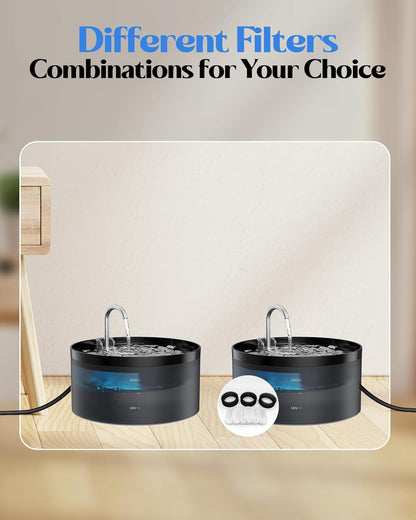Cat Water Fountain for Cats Indoor: GIOTOHUN Cat Fountain Contains 6 Filters + 3 Sponges - 108oz/3.2L Black Cat Drinking Founttain - Silent Pet Water Fountain for Drinking - Faucet Pet Fountain