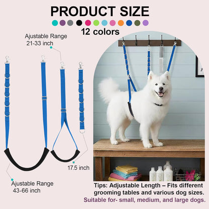 Dog Grooming Loops Supplies Pet Dog Grooming Belly Straps Belly Band Black Solf Comfrotable & Adjustable Grooming Tools for Grooming Tables Arms Ideal for Groomers (Blue)