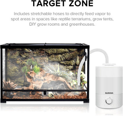No Leak Reptile Fogger Humidifiers Mister for Reptile Tank, 3L Top-Fill Terrarium Humidifier with Hose - Ideal for Snakes, Tortoises, Chameleons, Ball Python and Hermit Crabs (Single/Dual Fog Output)