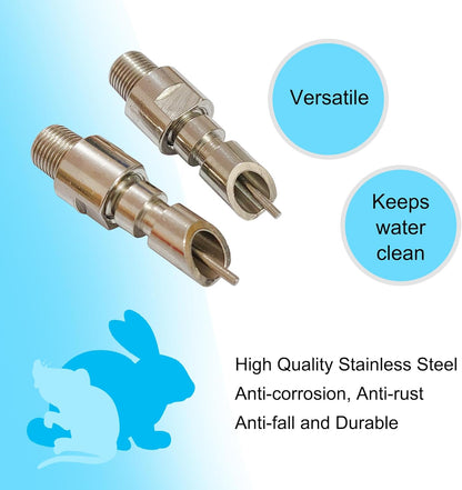 Threaded Stainless Steel Rabbit Water Nipples Automatic Rodent Watering System Kit Animal Breeding Supplies (6PCS)