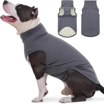 ROZKITCH Dog Sweaters Soft Fleece Pullover Sweatshirt Pajamas, Turtleneck Warm Pet Cold Weather Jacket Stretchy Vest Jumpsuit Apparel Outfit Clothes for Small Medium Large Dogs Walking Sleep Grey XL