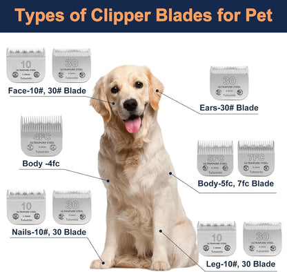 Clipper Blades Pet Grooming Clipper Replacement Blades Detachable Blade Compatible with andis/wahl/Oster Dog Clippers (10#&7FC)