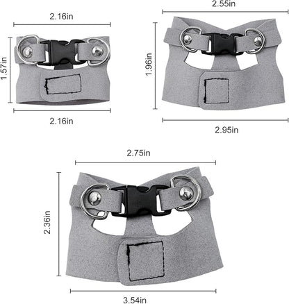 Bearded Dragon Harness and Leash Set, 3 Size Adjustable Soft Leather Reptile Leash, Lizard Harness with Retractable, Small Animal Outdoor Walking Vest with Traction Rope, 3 Pack, Grey