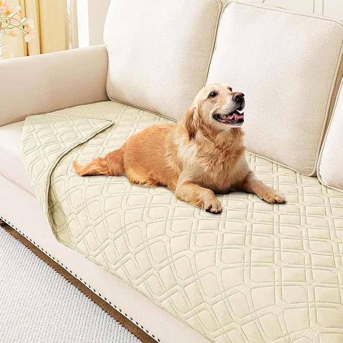 hyha Waterproof Dog Bed Blanket, Soft Pet Blankets, Waterproof Couch Cover for Dogs, Reversible Sofa Covers Washable for Furniture (30x70 Inch, Beige/Beige)