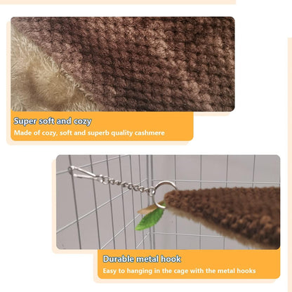 LEFTSTARER Guinea Pig Ferret Rat Hammock Toy Small Animal Cage Accessories Hideout Tunnel & Bunkbed Hammock for Rat Ferret Guinea Pig Hamster Sugar Glider Chinchilla, 1.Forest Hammock Set