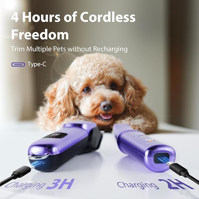 Dog Grooming Kit, Dog Clippers for Grooming for Thick Curly Coats, Professional Pet Hair Shaver Paw Trimmer Cordless Rechargeable Low Noise for Dogs Cats Animals Face Ear