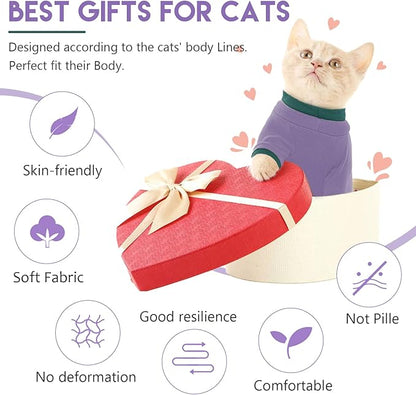 Sticky Cat Clothes Stretchy, Sphynx Hairless Sweater & Pajamas for Cats only, Soft Cat Onesie for Cats After Surgery Female Male & Hair Loss Prevention, Purple XS
