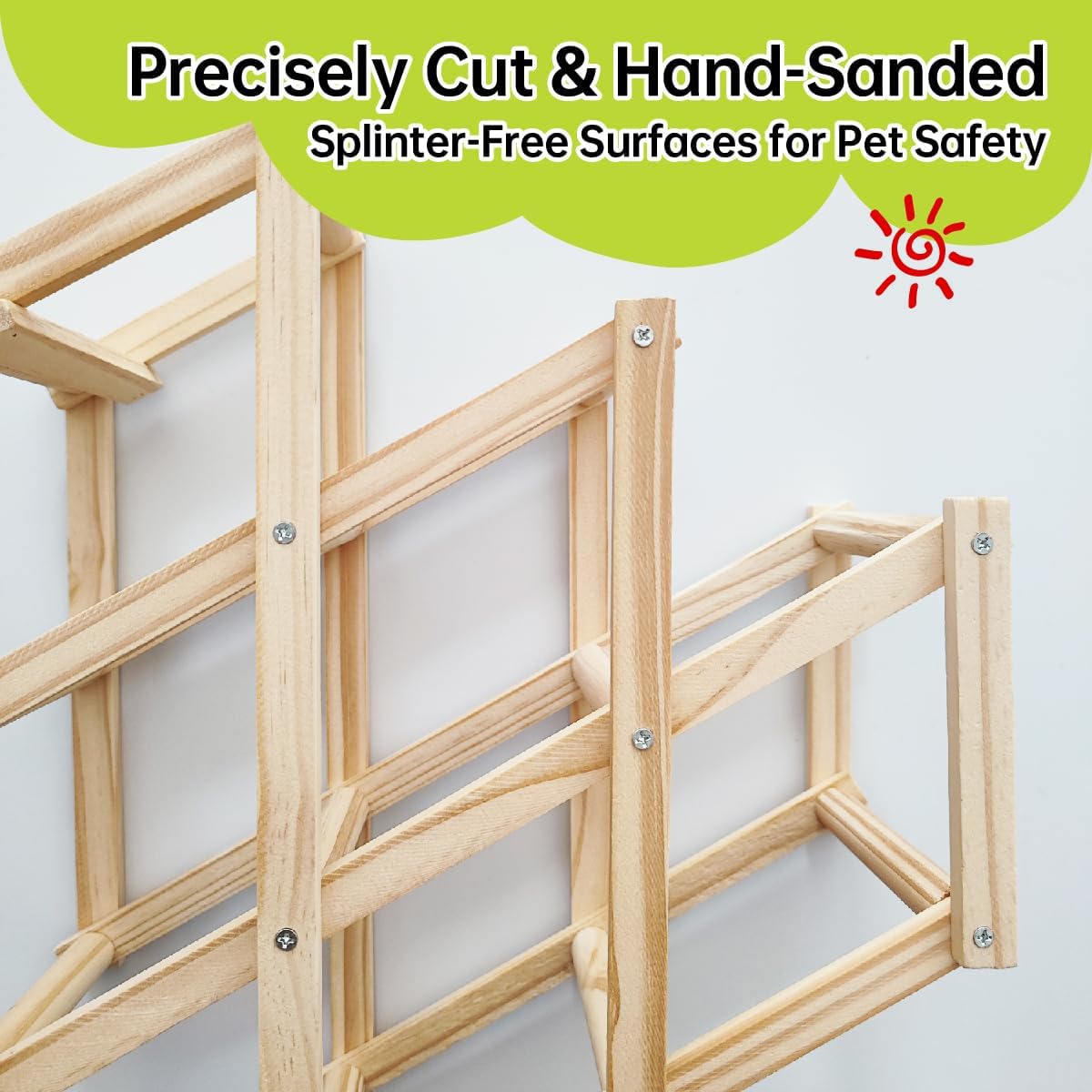 Wooden Rat Climbing Toys for Pet Rats - Natural Cage Accessories,Climbing Ladder,Hanging Enrichment Toys for Fancy Rats,Fun & Safe Play & Chew Activities,M