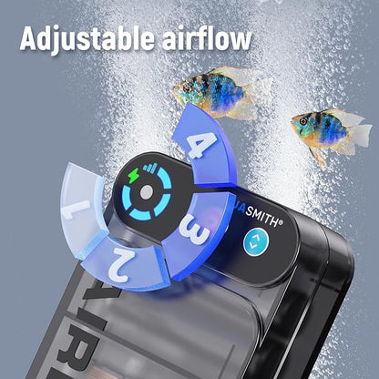 Live Bait Aerator,Ultra-Long Battery Life,Rechargeable Aquarium Air Pump 4w/64GPH(4000mAh Dual Hole) IPX4 Magnetic Charging Design,Suitable for Fishing Enthusiasts,with Hose and Stone