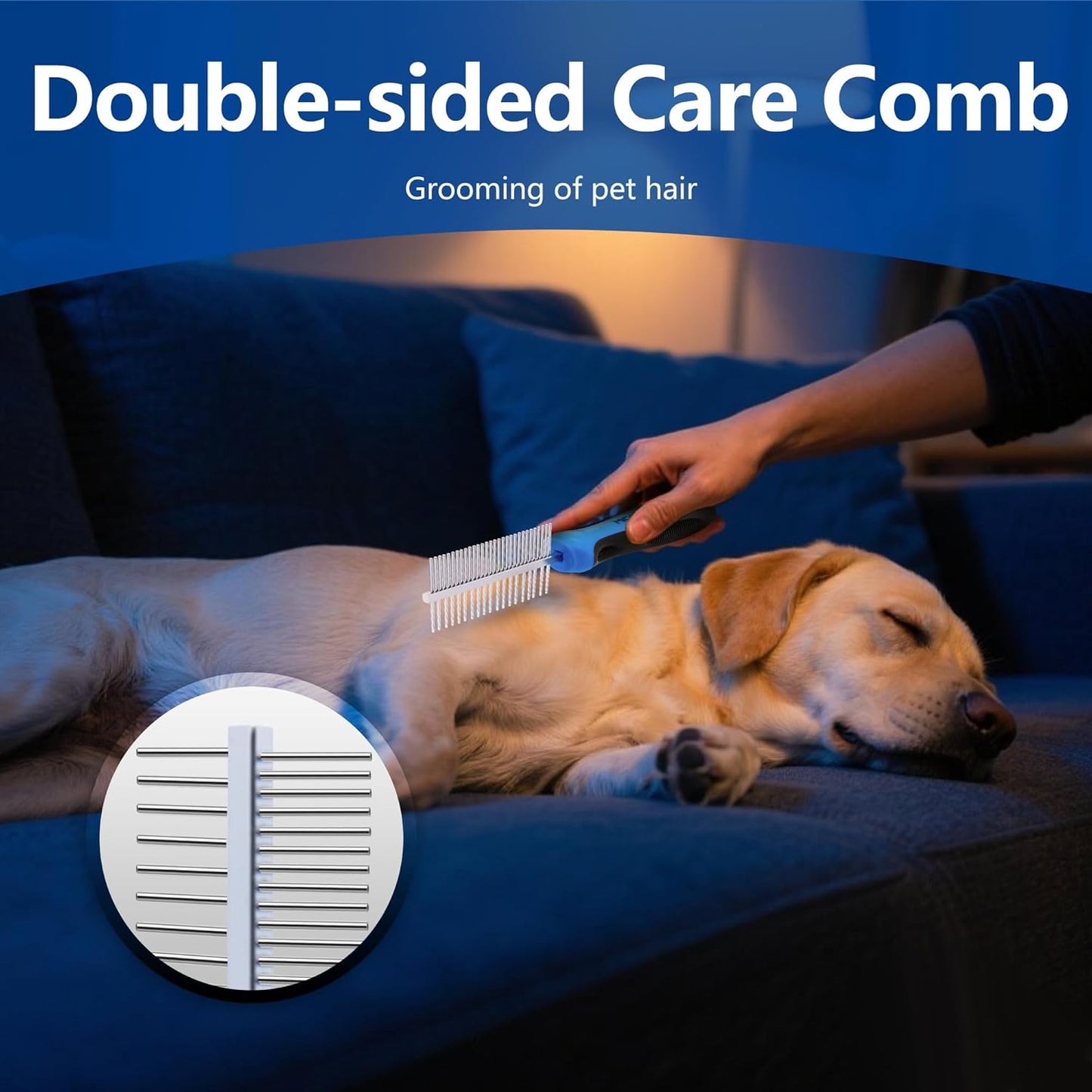 Pet Grooming Set with Shedding Brush and Dematting Comb，Brush for Long-haired Dogs，Dog Shedding Brush，Stainless steel teeth remove tangled hair，Pet Grooming Tools-Large