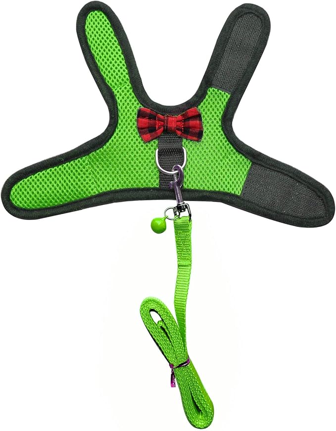 Rypet Small Animal Harness and Leash - Soft Mesh Pet Harness with Safe Bell, No Pull Comfort Padded Vest for Small Pets Green