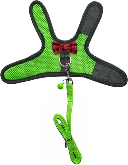Rypet Small Animal Harness and Leash - Soft Mesh Pet Harness with Safe Bell, No Pull Comfort Padded Vest for Small Pets Green