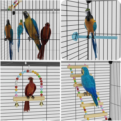 Big Flight Bird Cage, Black Parakeet Cages with Rolling Stand & Wheels, Wide Birdcage for Parrots Cockatiels Conure Budgie Canary Finch Lovebird