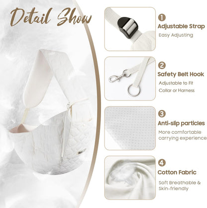 Dog Sling for Small Dogs, Front Dog Sling Carrier, Padded Adjustable Pet Soft Carrier with Adjustable Shoulder Strap, Travel Safety Harness Machine Washable for Small Cats Puppy Outdoor