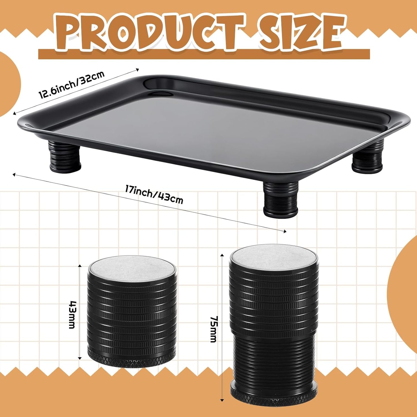 Marsui Ant Proof Cat Dog Bowl Tray - Waterless, Height Adjustable Legs for Pet Neck Comfort No Pest Pet Food Feeding Station, Kitchen Sweets & Trash Ant Barrier(43mm-75mm)