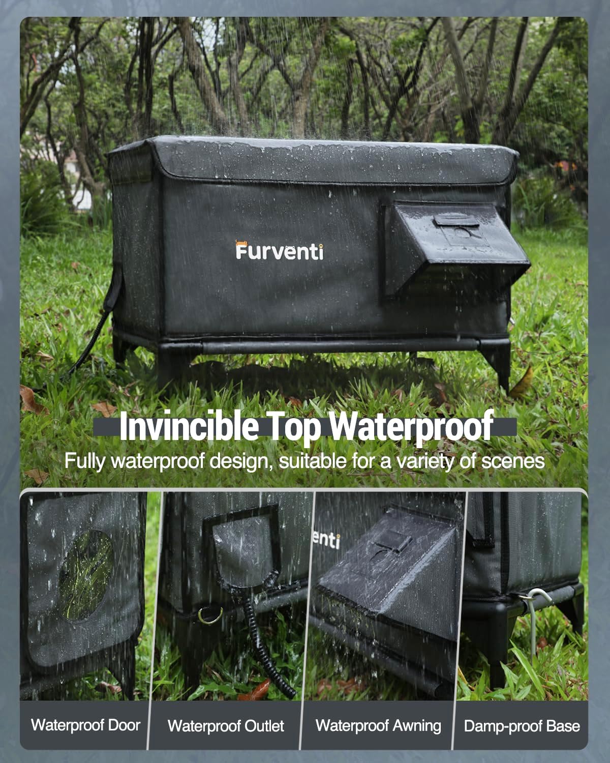 Outdoor Heated Cat House in Winter,Extremely Insulated & Weatherproof,Elevated Feral Cat Shelter with Waterproof Eaves & Escape Door for Outside Stray Barn Cat (Dark Grey, XL)