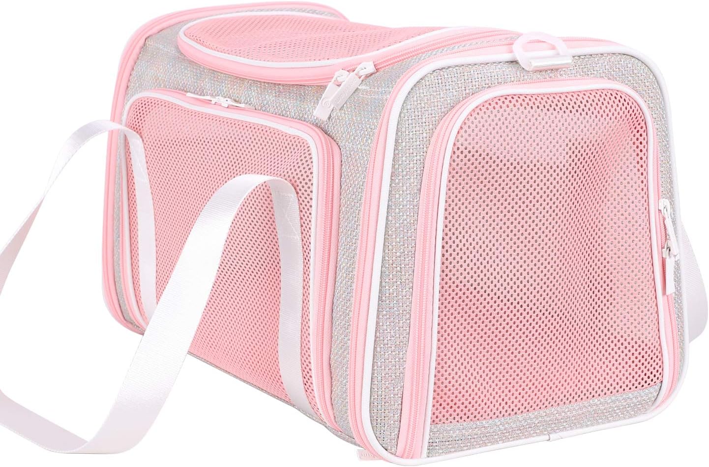 petisfam Soft Cute Travel Pet Carrier Bag for Medium Cats, Kitty and Puppy, Fantasy Pink, M