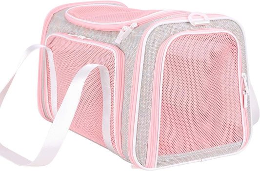 petisfam Soft Cute Travel Pet Carrier Bag for Medium Cats, Kitty and Puppy, Fantasy Pink, M