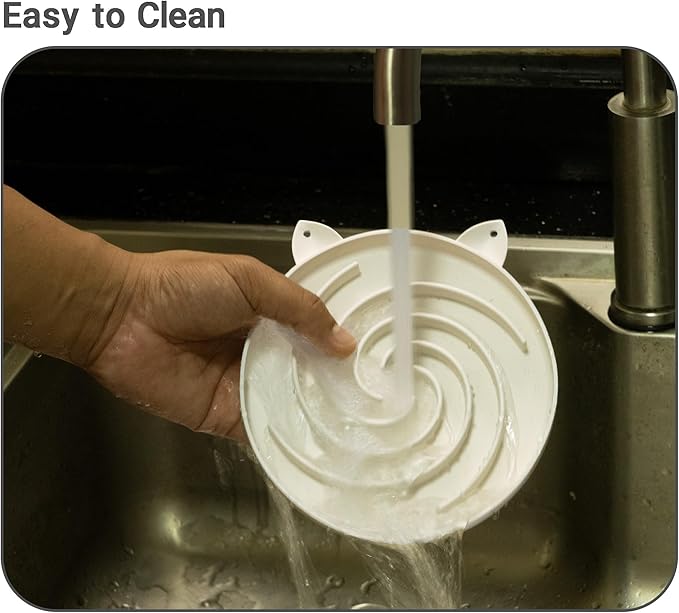 Slow Feeder Cat Bowl, Easy to Clean Silicone Bowl, Ideal for Dry and Wet Food (Purple and White)