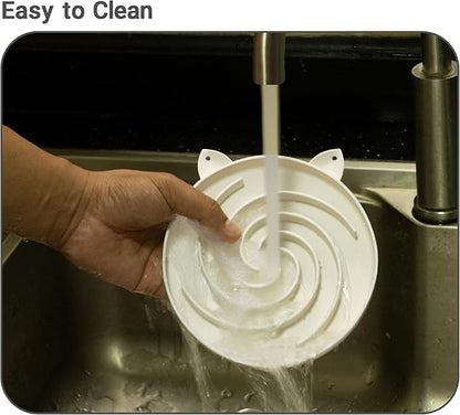 Slow Feeder Cat Bowl, Easy to Clean Silicone Bowl, Ideal for Dry and Wet Food (Purple and White)