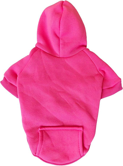 Jecikelon Winter Dog Hoodie Sweatshirts with Pockets Warm Dog Clothes for Small Dogs Chihuahua Coat Clothing Puppy Cat Custume (Rose red, Large)