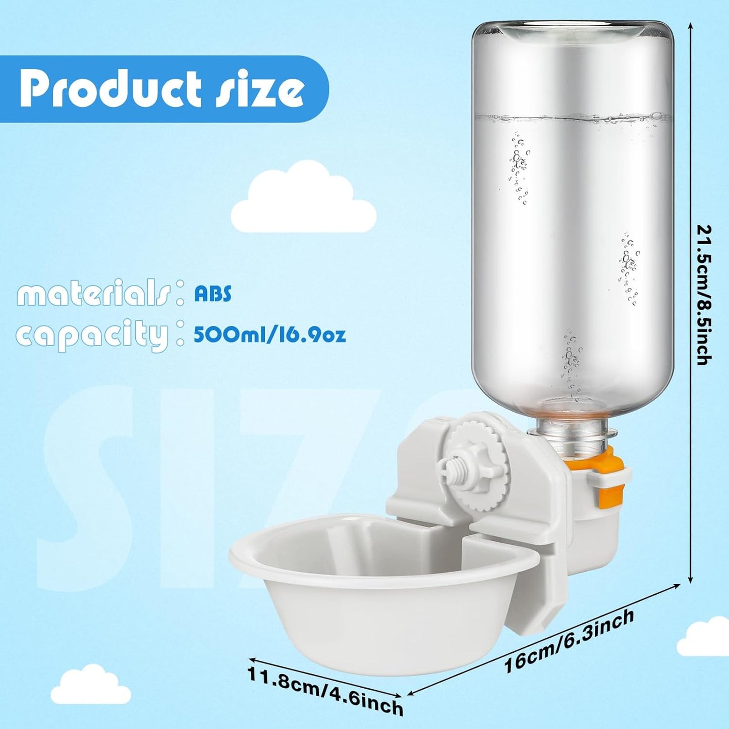 Riakrum 2 Pieces Dog Water Bottle for Crate 17oz Anti-Overflow Pet Cage Water Dispenser Automatic Hanging Cage Bottle for Small Dogs Cats Bunny Ferret Small Animals Crate Kennel Cage, 2 Colors