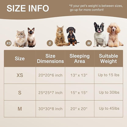 MEWOOFUN Cat Bed, Washable Beds for Indoor Cats, Cute Donut Bed Fluffy Pet Bed with Non-Slip Bottom, Calming Round Bed for Puppy and Kitten (Light Brown)