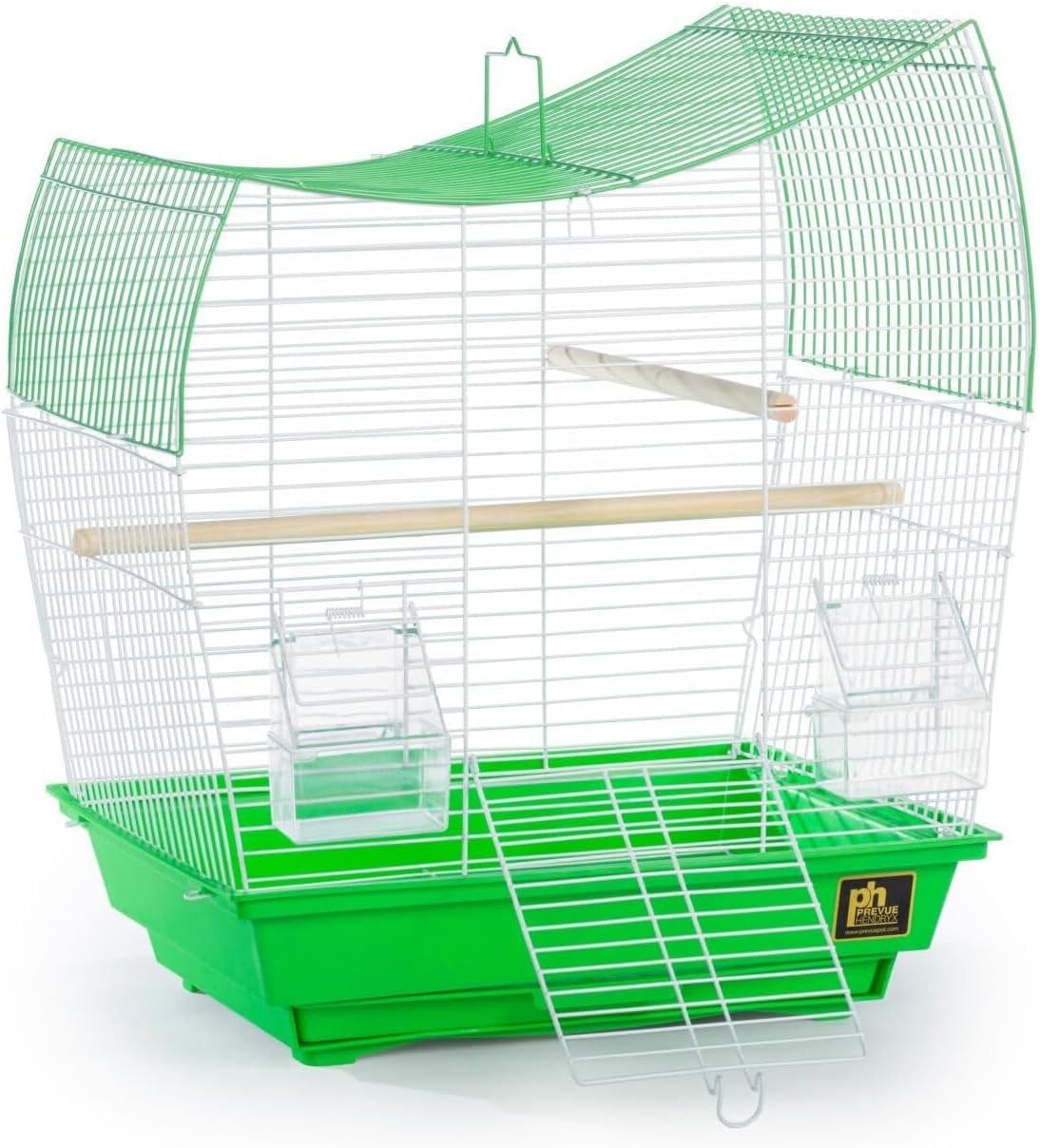 Rustic Retreat Top Bird Cage with Durable Metal Construction, Spacious Interior, and Convenient Top Access Lime Green/Wave Top