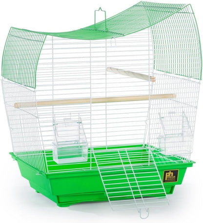 Rustic Retreat Top Bird Cage with Durable Metal Construction, Spacious Interior, and Convenient Top Access Lime Green/Wave Top