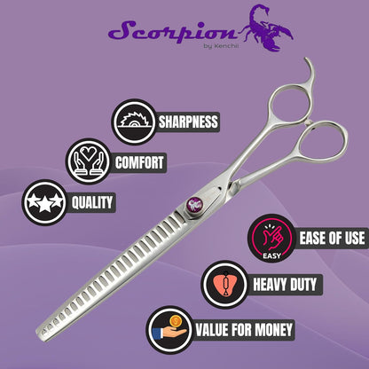 Kenchii Scorpion 24 Tooth Blending Scissors for Dogs and Pets - Premium Steel Scissors for Dog Grooming - Dog Shears Pet Grooming Accessories - Pet Hair Trimming Scissor