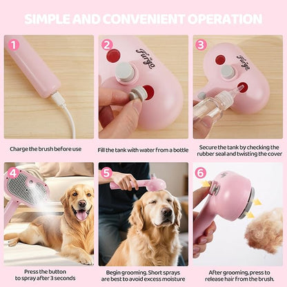Cat Steam Brush-3 in 1 Pet Brush,Dog Shedding Tool Self Cleaning Pet Spray Depilation Comb with Release Button,Dog Steam Brushs,Cat Grooming Supplies for Long Short Haireds
