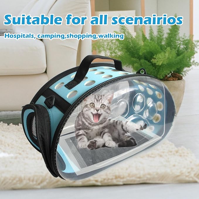 Carrier Bag for Guinea Pig,Portable Small Animal Carriers Pouch,Outgoing Rabbit Travel Carrying Case with 10PCS Disposable Underpads Breathable & Transparent for Hamster Bird Squirrel
