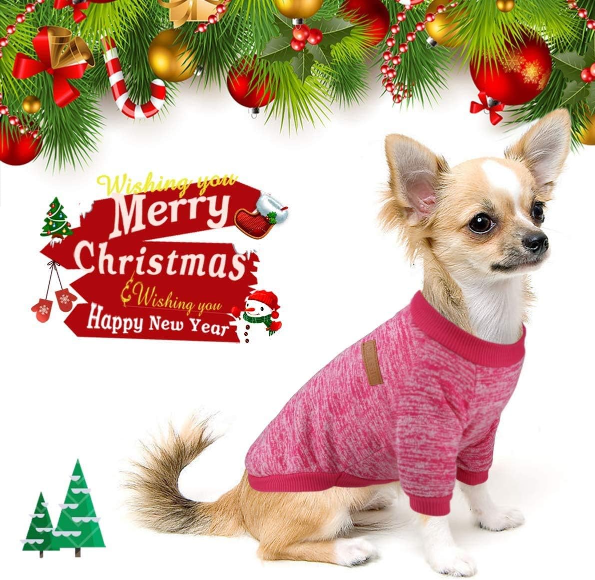 Idepet Pet Dog Classic Knitwear Sweater,Fleece Coat for Small,Medium,Large Dog,Warm Pet Dog Cat Clothes,Soft Puppy Customes (S, Rosered)