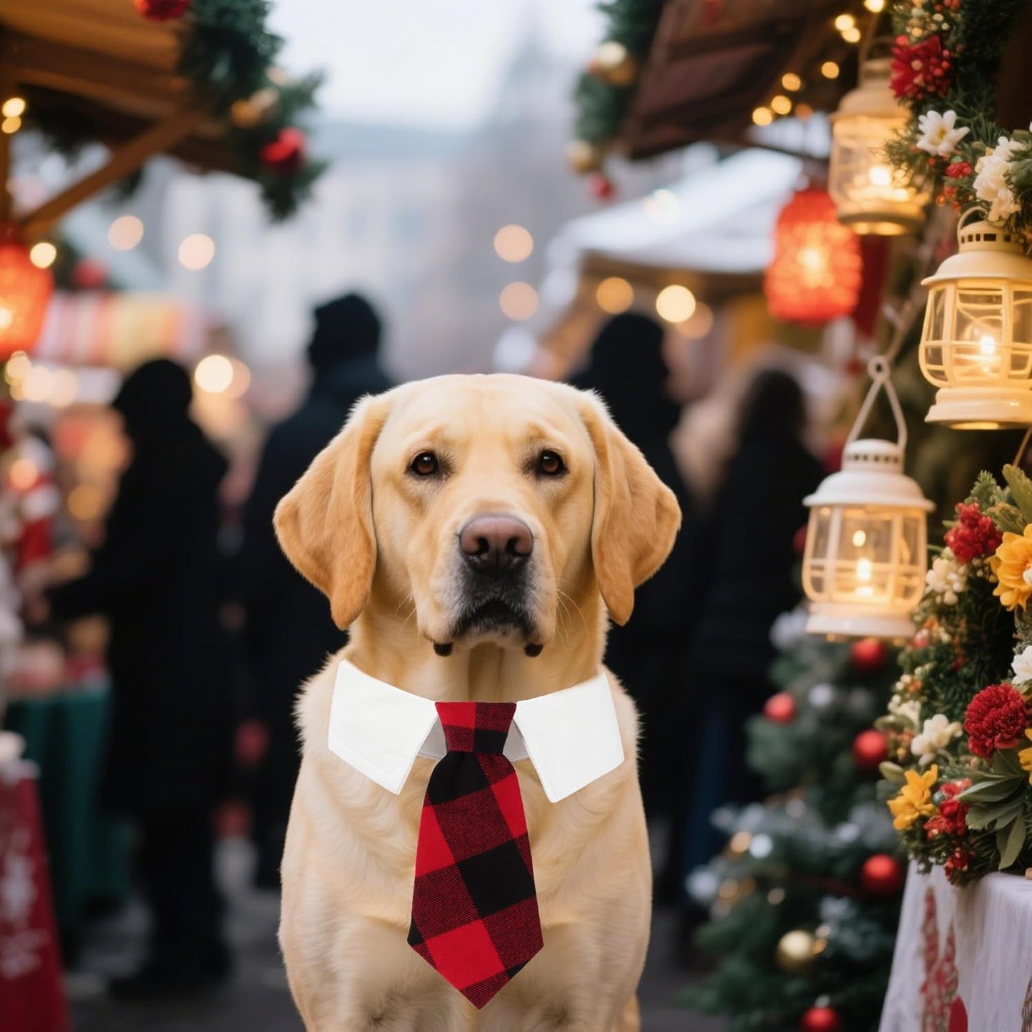 ADOGGYGO Christmas Dog Necktie, Xmas Pet Tuxedo Costume, Red Plaid Christmas Neck Tie Collars for Large Dogs (Large)