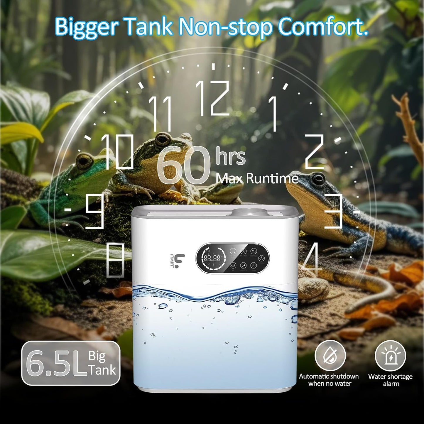 Reptile Fogger with Heating Terrariums Humidifier Fog Machine Mister 6.5L Large Size Ideal for Paludarium/Vivarium/Reptiles/Amphibians/Herps