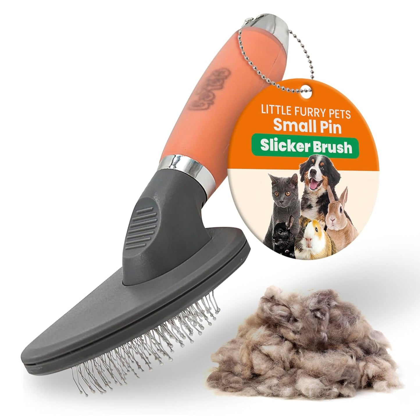 GoPets Small Pin Slicker Brush, Easy-Groom Pin Comb for Tangles & Shedding, Rounded Safety Tips, Dematting Brush for Short & Long Hair Cats, Dogs & Furry Pets, Ideal for Sensitive, Hard-to-Reach Areas
