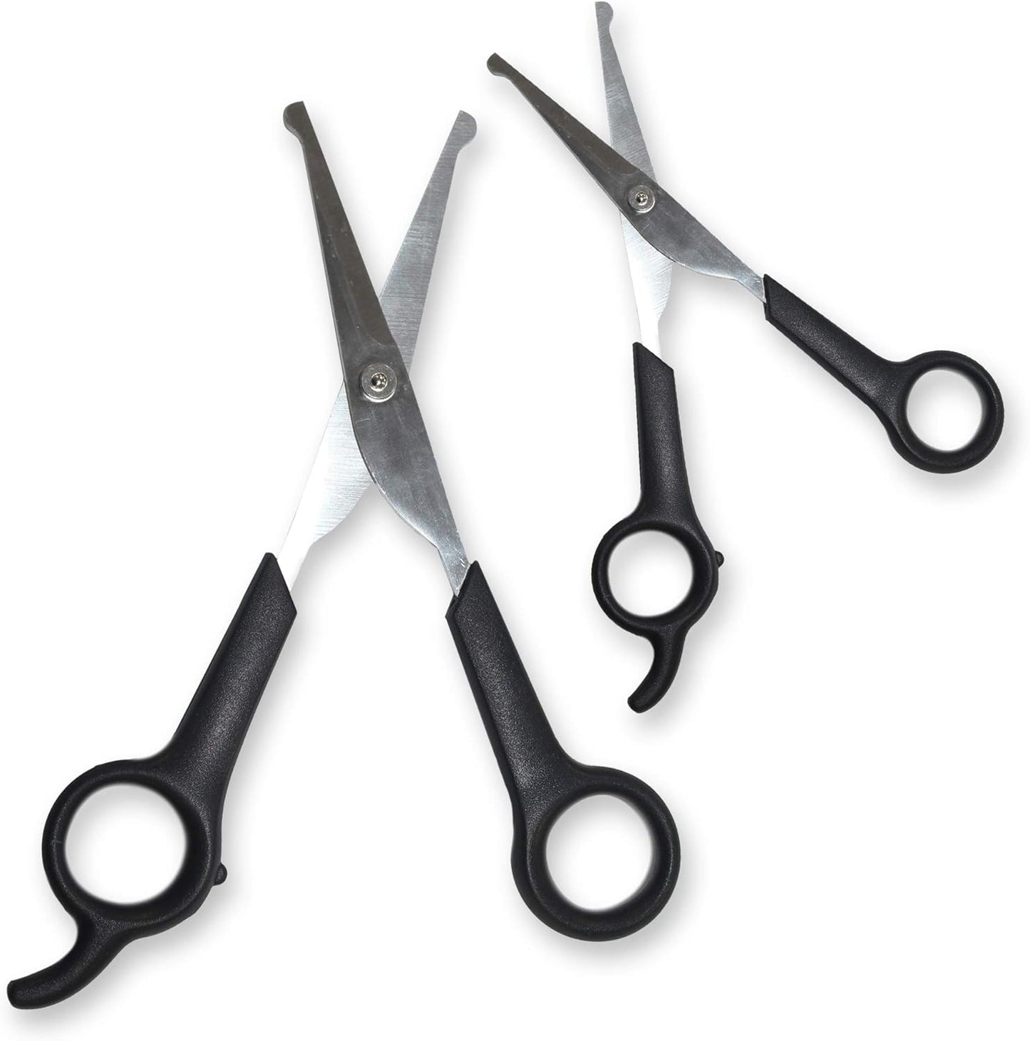 Pets First #1 Pet Grooming Scissors Body & Facial Trimmer Durable Stainless Steel Blades. Rounded Tips Shears for Long Medium Short Thick Wiry Curly Hair. Lightweight Cutter for Dogs & Cats. Set of 2