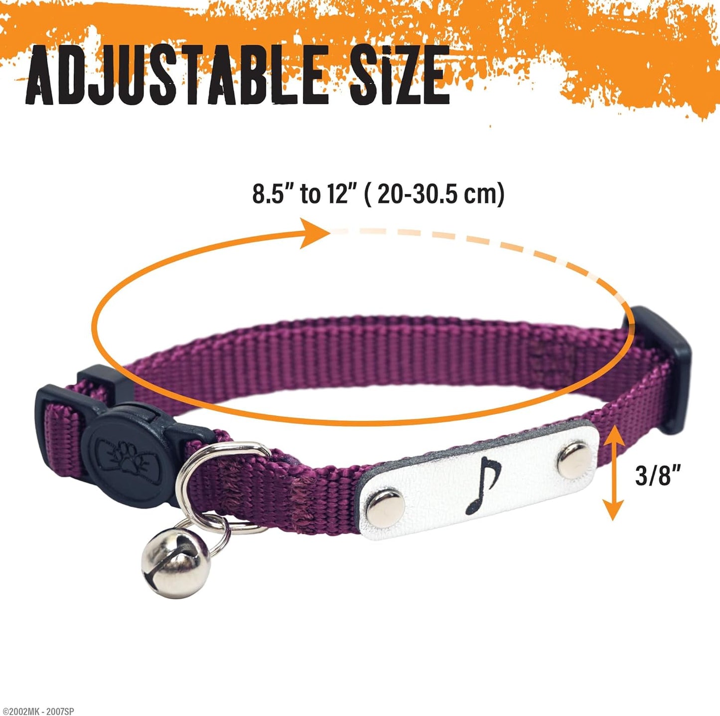 Naruto Breakaway Cat Collars for Girl/Boy Cats: Adjustable 8.5”-12” Cute Kitten Collar with Bell (Removable), Officially Licensed Naruto Shippuden Pet Accessories, Gifts (Burgundy, Hidden Sound Ninja)