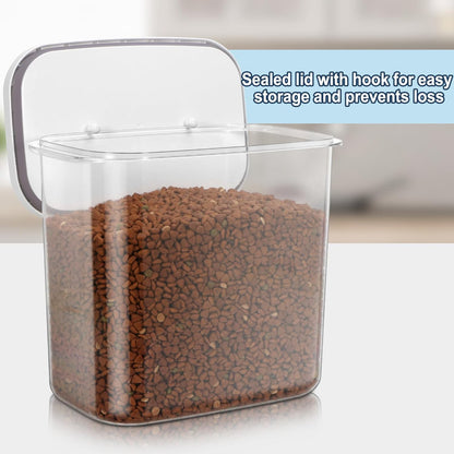 12 lbs Airtight Dog Cat Food Storage Container and Dog Treat Containers BPA-Free, PET Clear Stackable Pet Storage Bin, 1-Cup Scoop, 1-Sponge cleaning brush, Pop Top, With handle, Easy Mobility-large