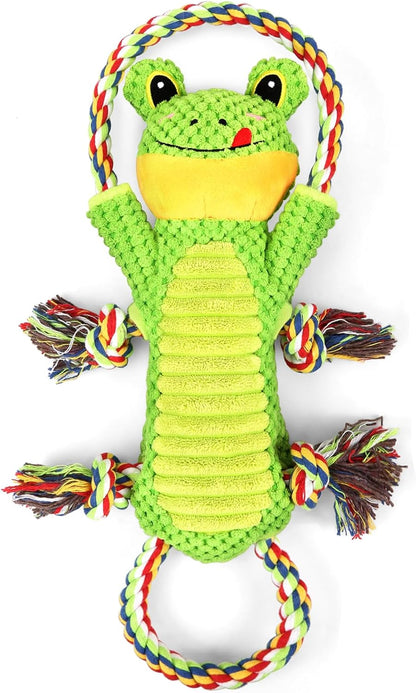 Plush Dog Toy with Crinkle Paper and Ropes - Small Interactive Puppy Toys for Medium to Large Dogs