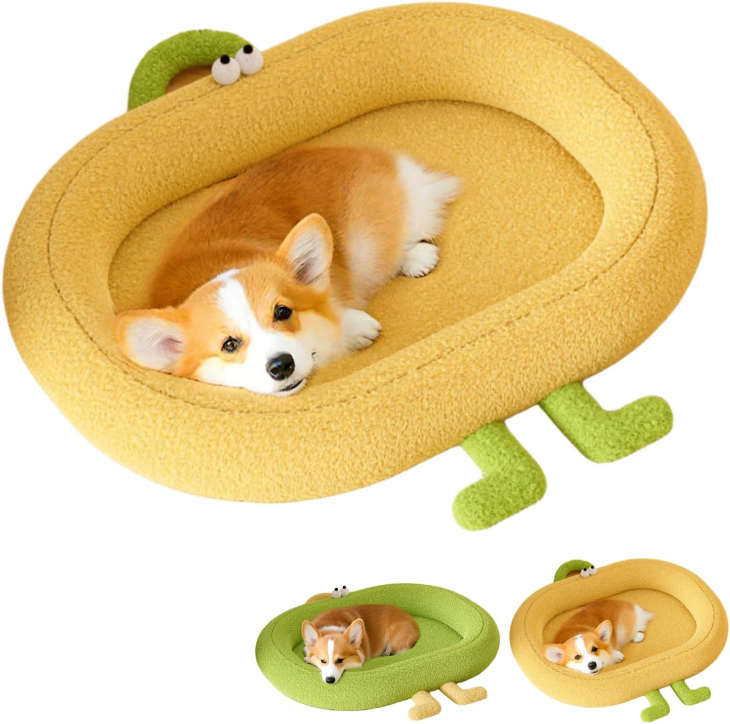 Cat Bed,for Indoor Outdoor Dog Beds & Furniture,Couch,Calming, Round,Fluffy, Cooling,Squish Mallow,Chew Proof,Waterproof,Non-Slip Bottom,Calming Dog Bed,Yellow(Yellow, L)