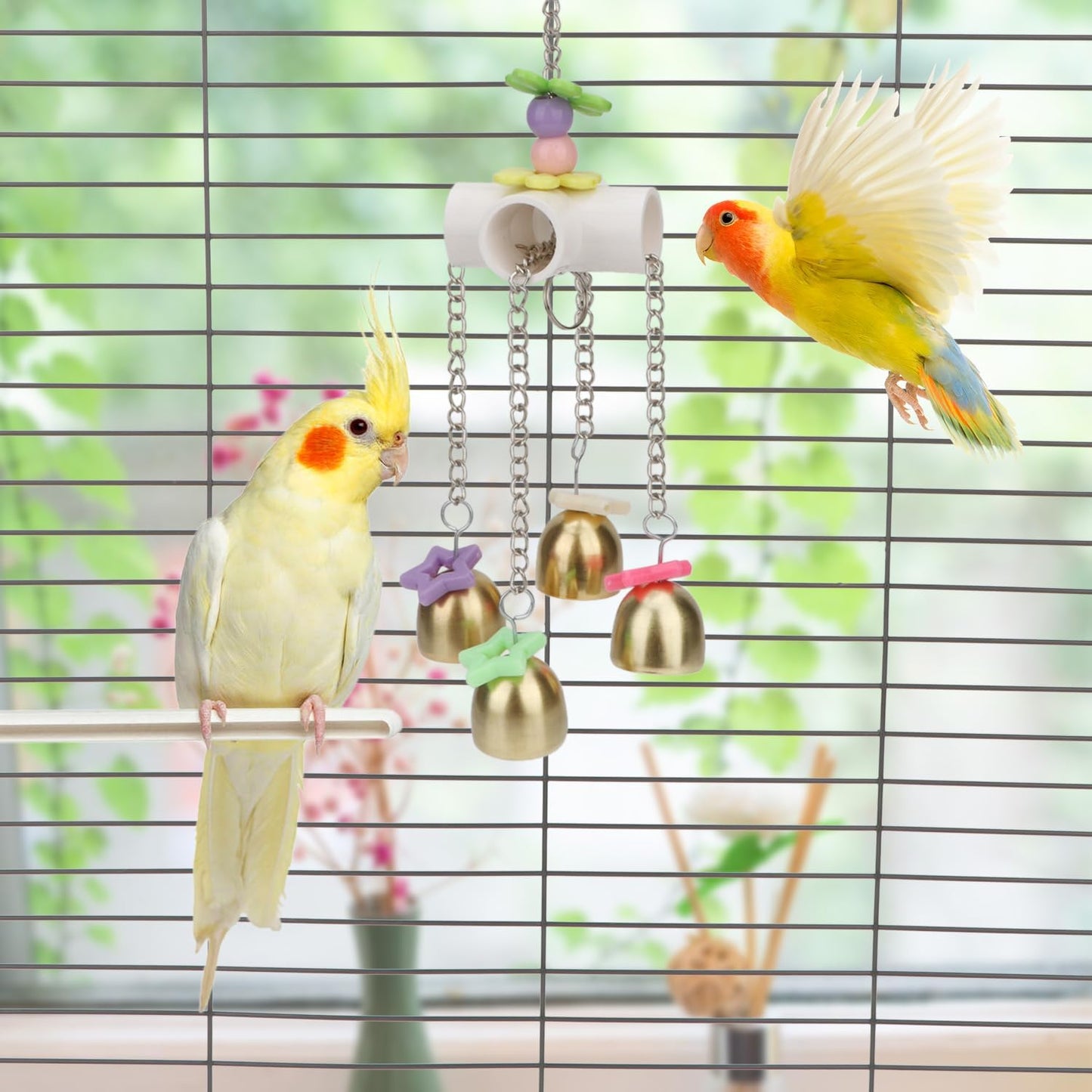 Bird Parrot Bells Toy with Sweet Sound for Budgie Parakeet Cockatiel Conure African Grey Lovebird